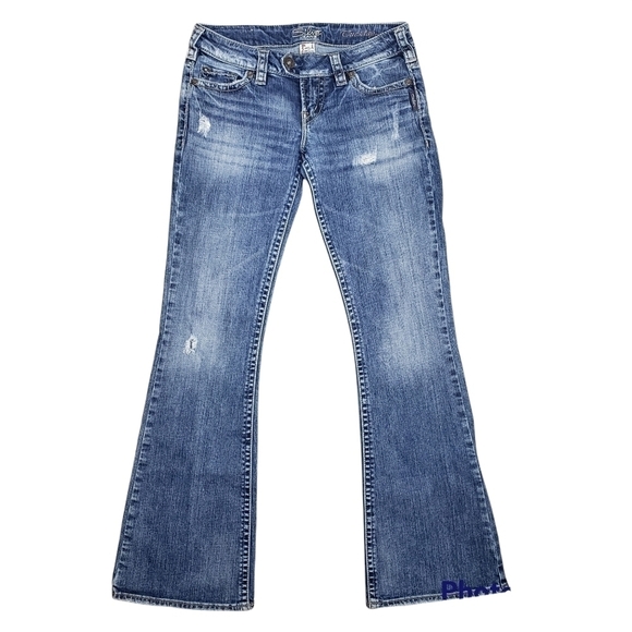 SILVER "Tuesday Flap" Distressed Low Rise Jeans Size 27 - Picture 1 of 10